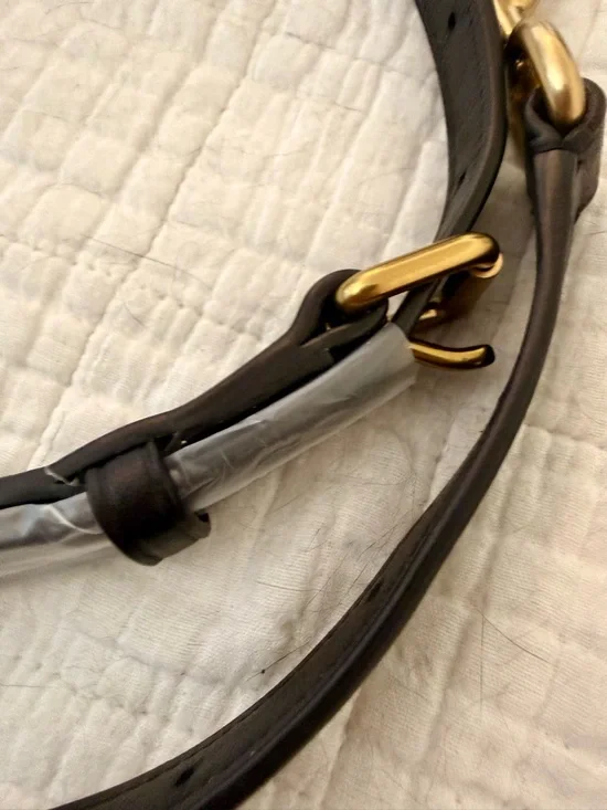 Coach Black Leather Strap 42” Adjustable Brass Hardware Crossbody Shoulder - Picture 6 of 7